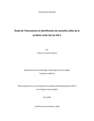 Étude de l'interactome et identification de nouvelles cibles de la protéine virale Vpr du VIH-1