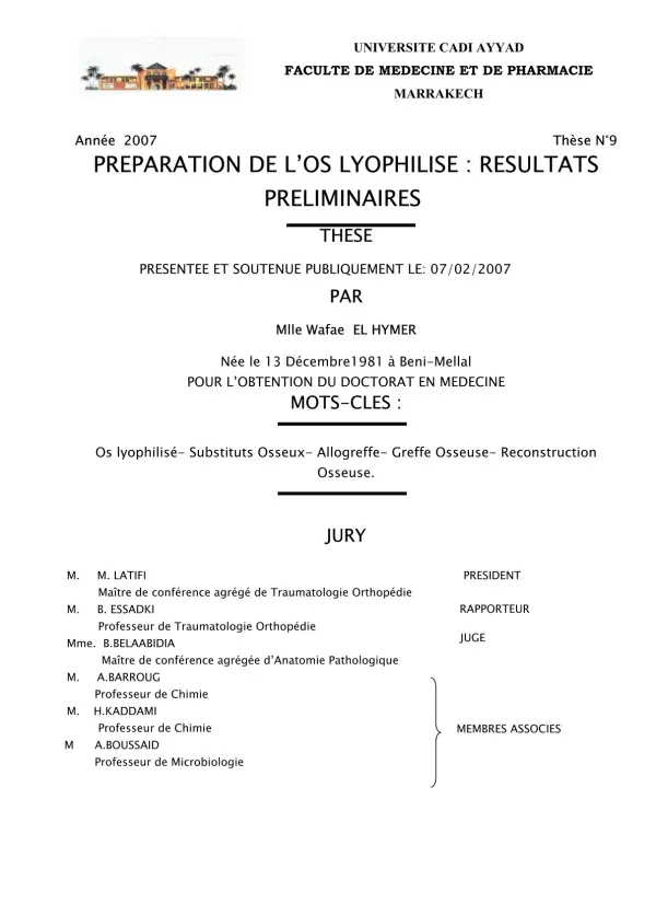 Préparation de l'Os Lyophilisé : Résultats Préliminaires