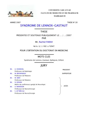 Thèse sur le Syndrome de Lennox-Gastaut