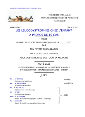 Étude des Leucodystrophies chez l'Enfant : Analyse de 10 Cas