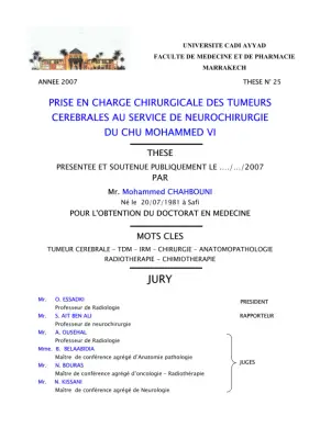 Prise en Charge Chirurgicale des Tumeurs Cérébrales