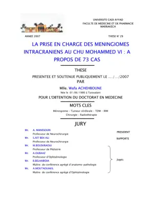 Prise en Charge des Méningiomes Intracrâniens au CHU Mohammed VI