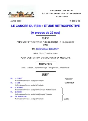 Étude rétrospective sur le cancer du rein