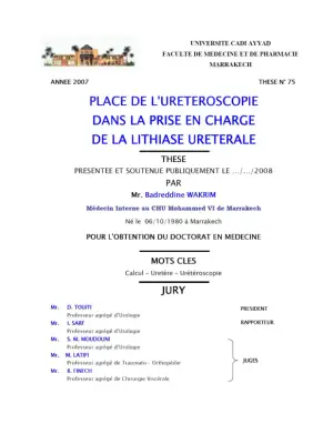 Prise en Charge de la Lithiase Urétérale par Urétéroscopie