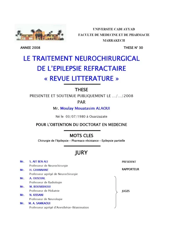 Traitement Chirurgical de l'Épilepsie Réfractaire