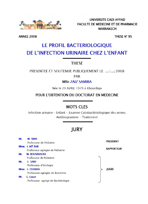 Document de la Faculté de Médecine et de Pharmacie de Marrakech