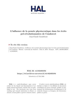 L'influence de la pensée physiocratique dans les écrits de Condorcet