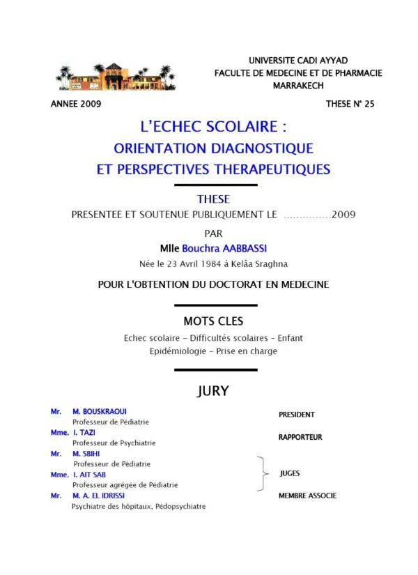 Liste des Professeurs et Serment d'Hippocrate