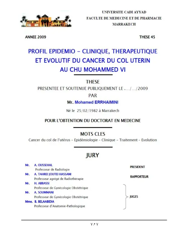 Liste des Professeurs et Serment d'Hippocrate à l'Université Cadi Ayyad