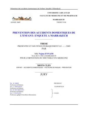 Thèse sur la prévention des accidents domestiques chez l'enfant