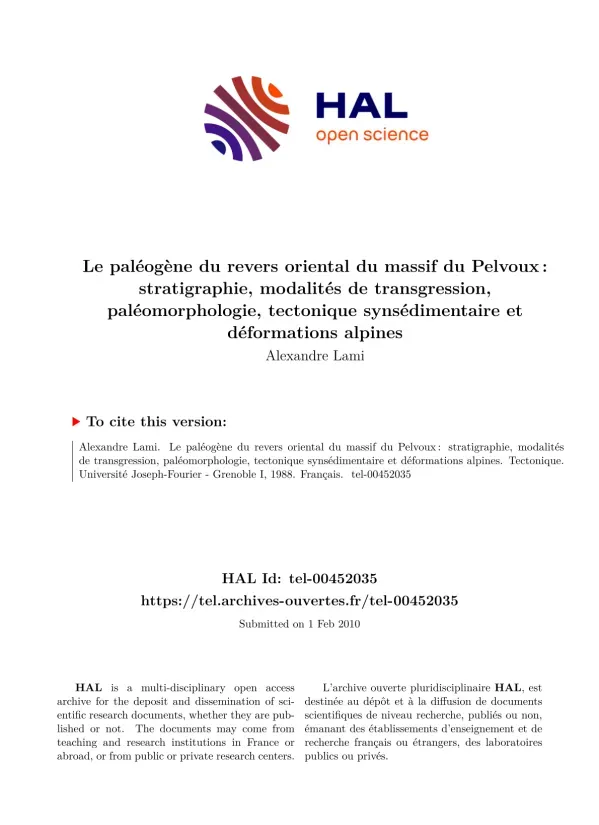 Étude du Paléogène et de la Tectonique du Massif du Pelvoux