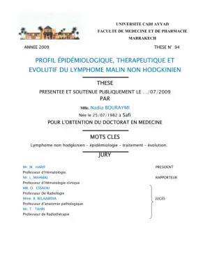 Profil Épidémiologique et Thérapeutique du Lymphome Malin Non Hodgkinien