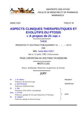Thèse sur les aspects cliniques et thérapeutiques du ptosis