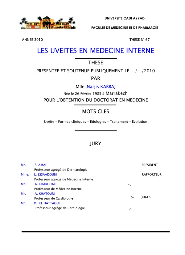 Thèse sur les Uvéites en Médecine Interne
