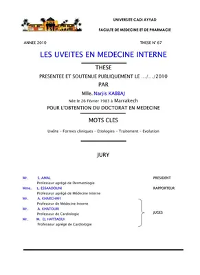 Thèse sur les Uvéites en Médecine Interne