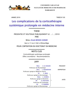 Complications de la corticothérapie systémique en médecine interne