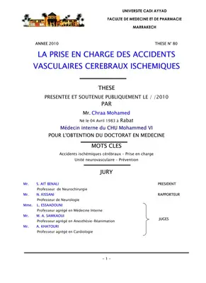 Prise en charge des accidents vasculaires cérébraux ischémiques : Étude de 352 cas