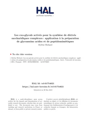 Les exo-glycals activés pour la synthèse de dérivés saccharidiques complexes