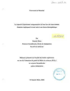 Ajustement compensatoire du bras après lésion hémisphérique