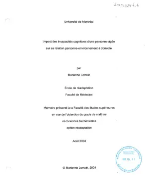 Incapacités cognitives et personne âgée