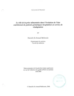 Prise alimentaire et nutrition gériatrique