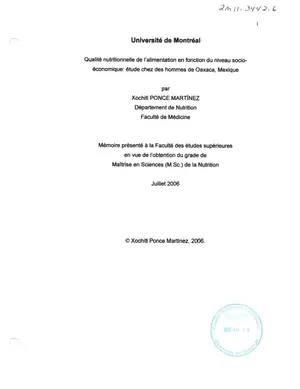 Qualité nutritionnelle et socio-économie au Mexique