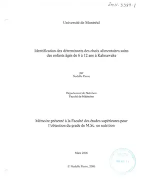 Choix alimentaires sains: enfants 6-12 ans