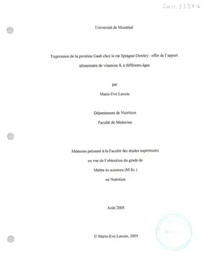 Vitamine K et protéine Gas6 chez le rat